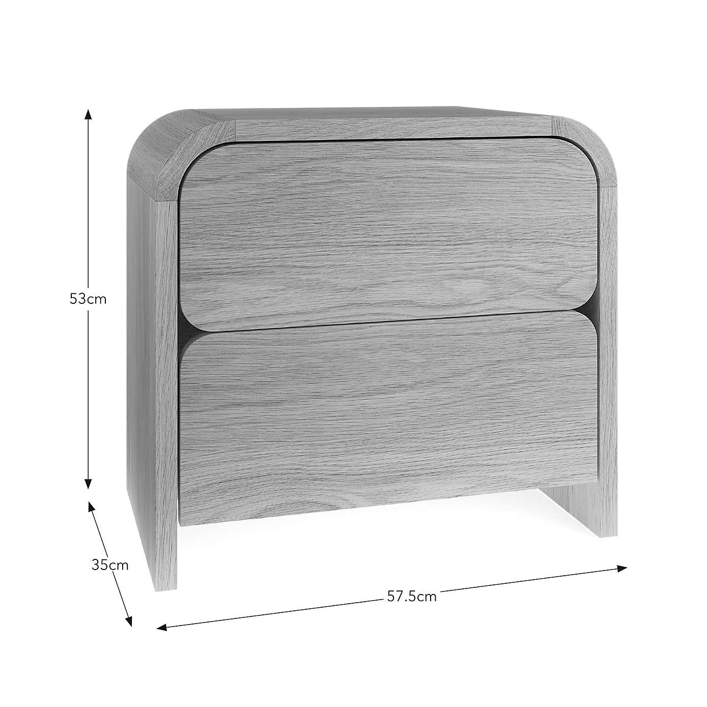 Bennett 2 Drawer Bedside Table, Light Oak