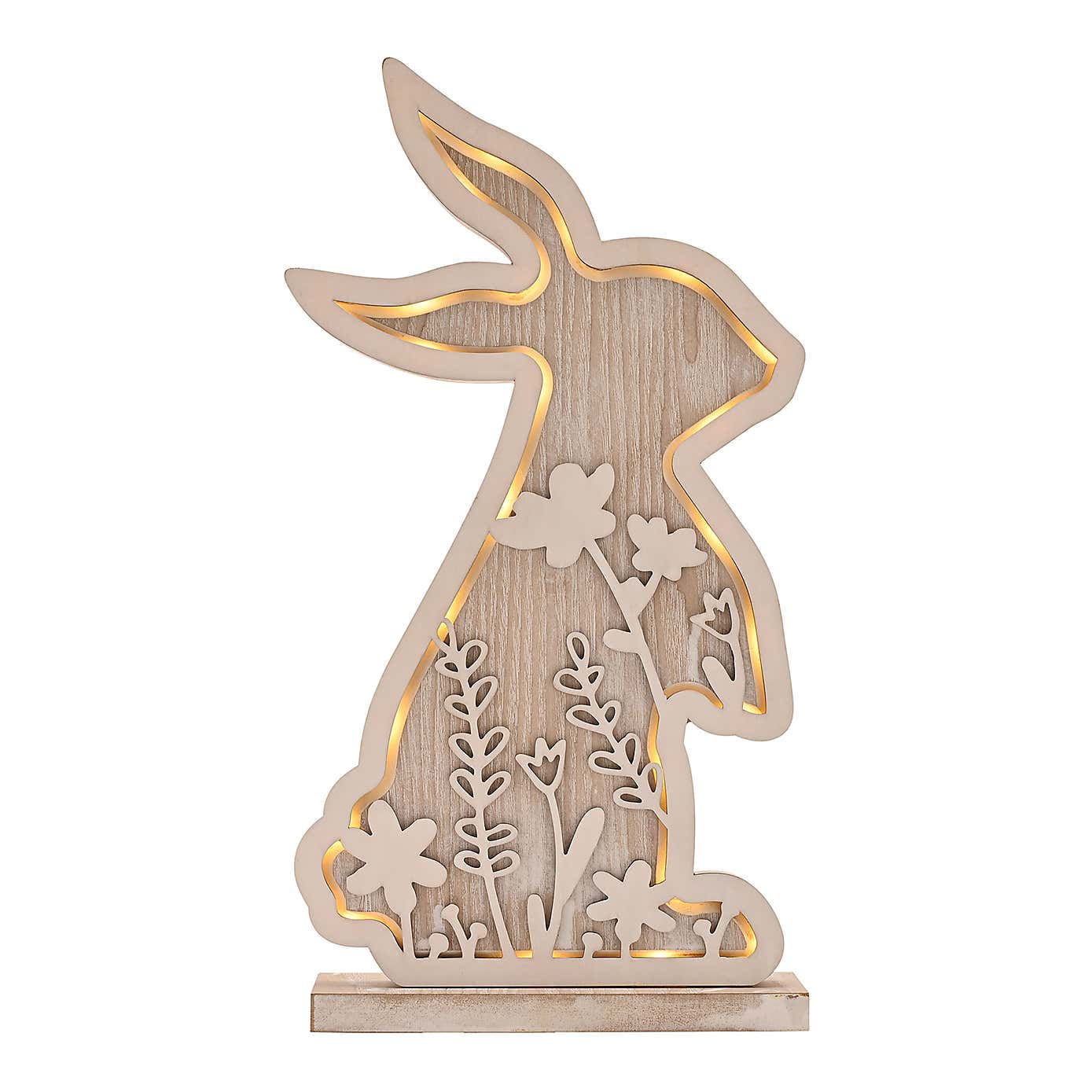 Eggs-traordinary Wooden Bunny LED Light