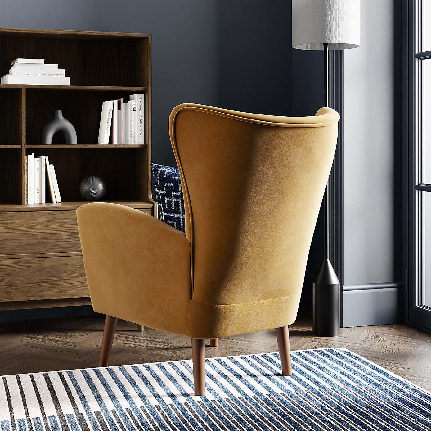 Sven Velvet Modern Wing Chair