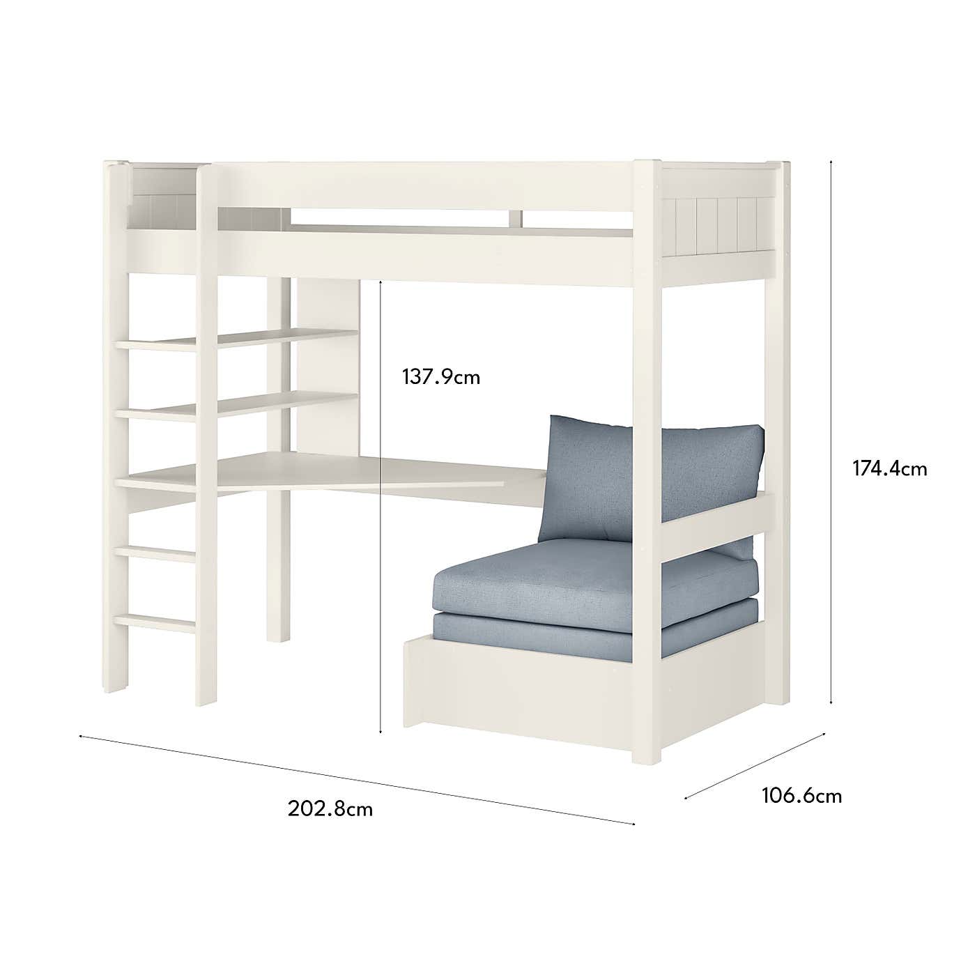 Stompa Classic Highsleeper with Desk And Chair Bed