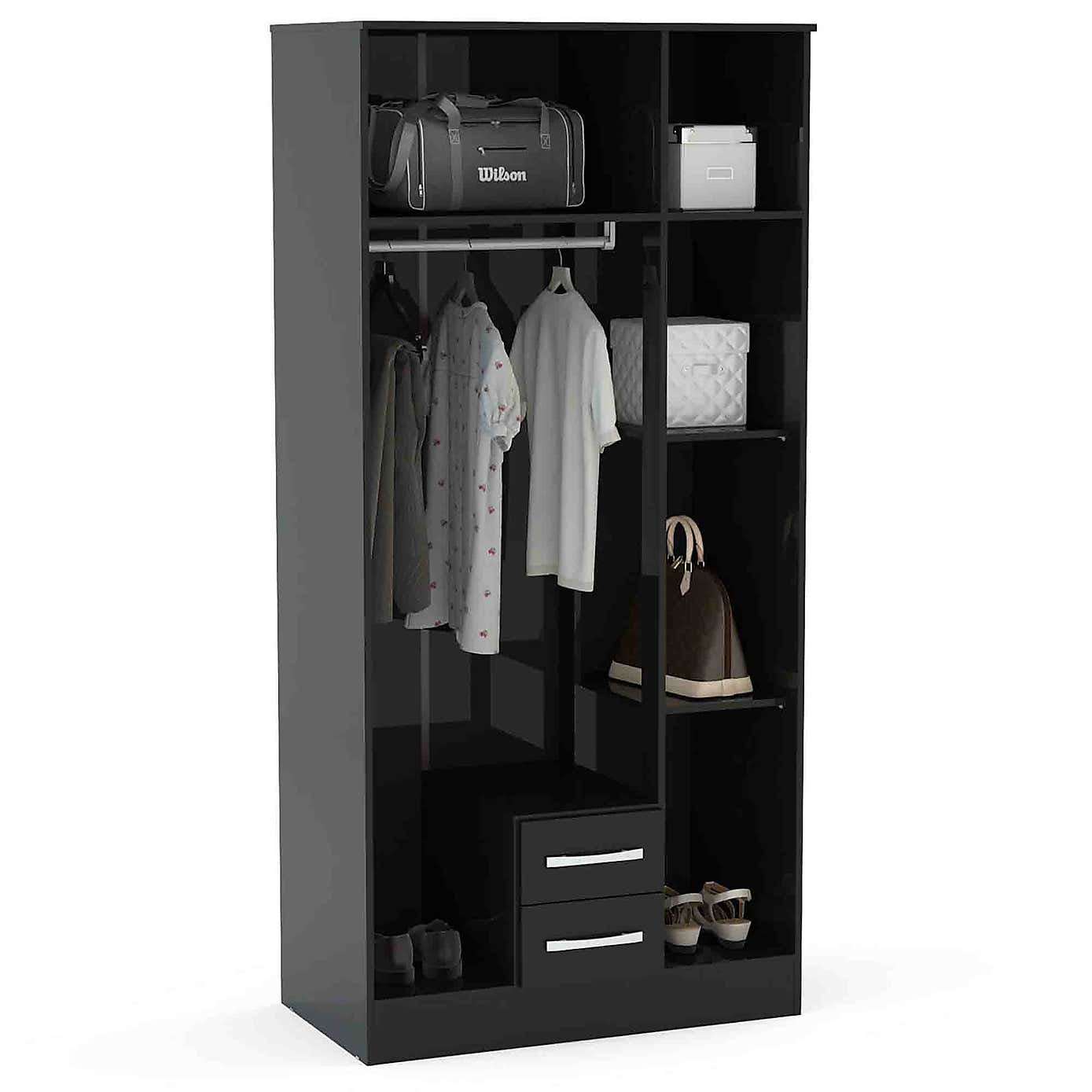 Lynx Grey Triple Mirrored Wardrobe