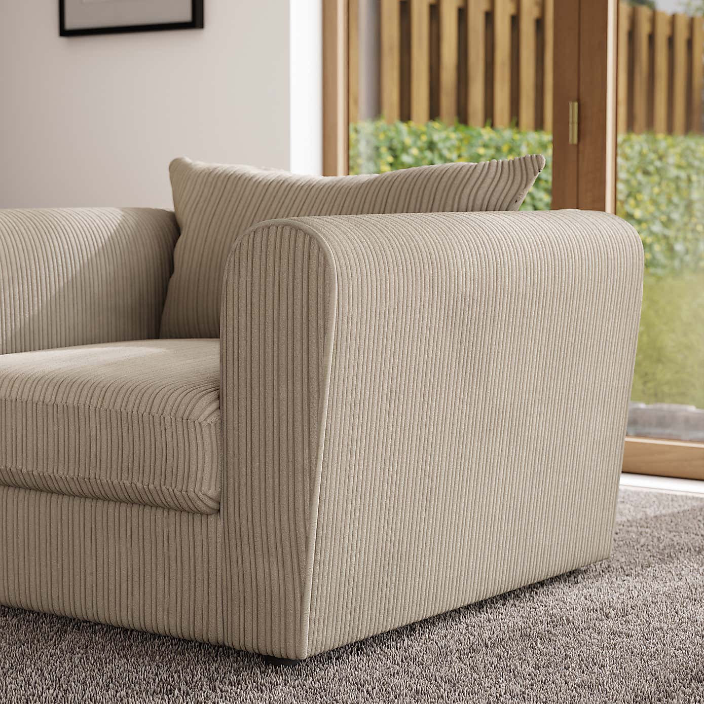 Blake Curved Arm Jumbo Cord Snuggle Chair