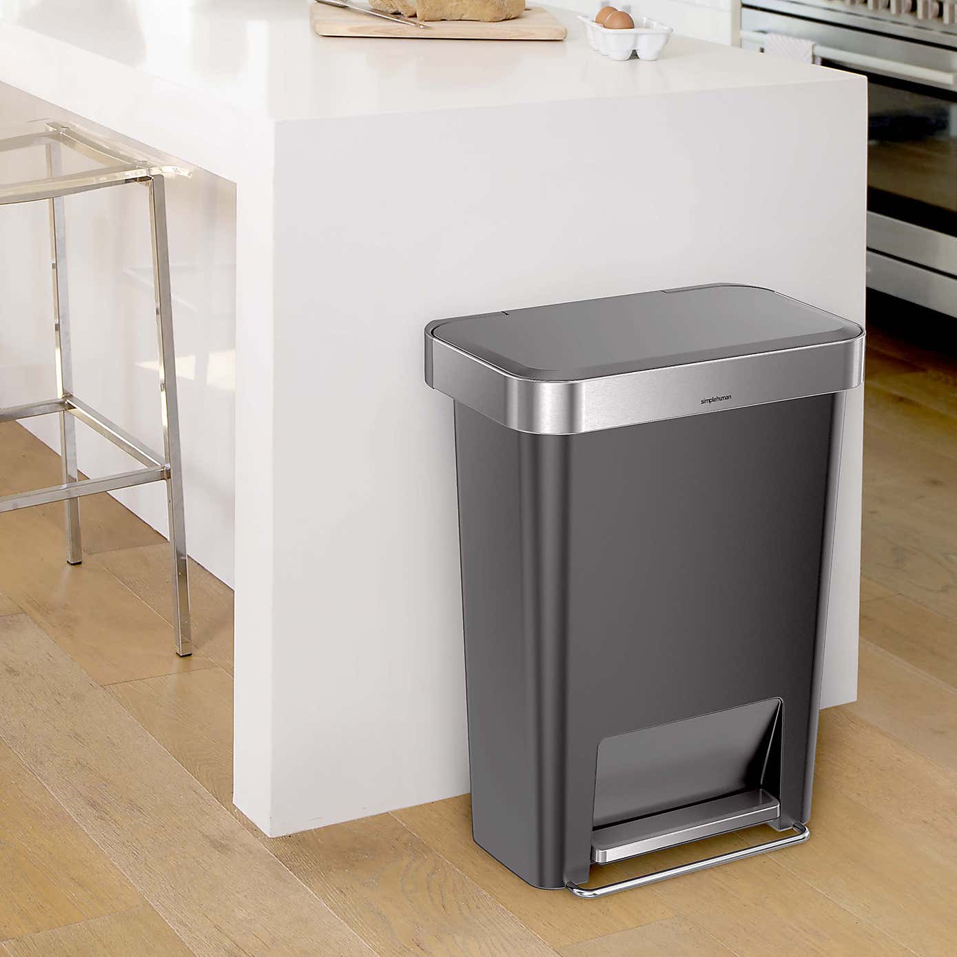 simplehuman 45 Litre Plastic Pedal Bin With Liner Pocket