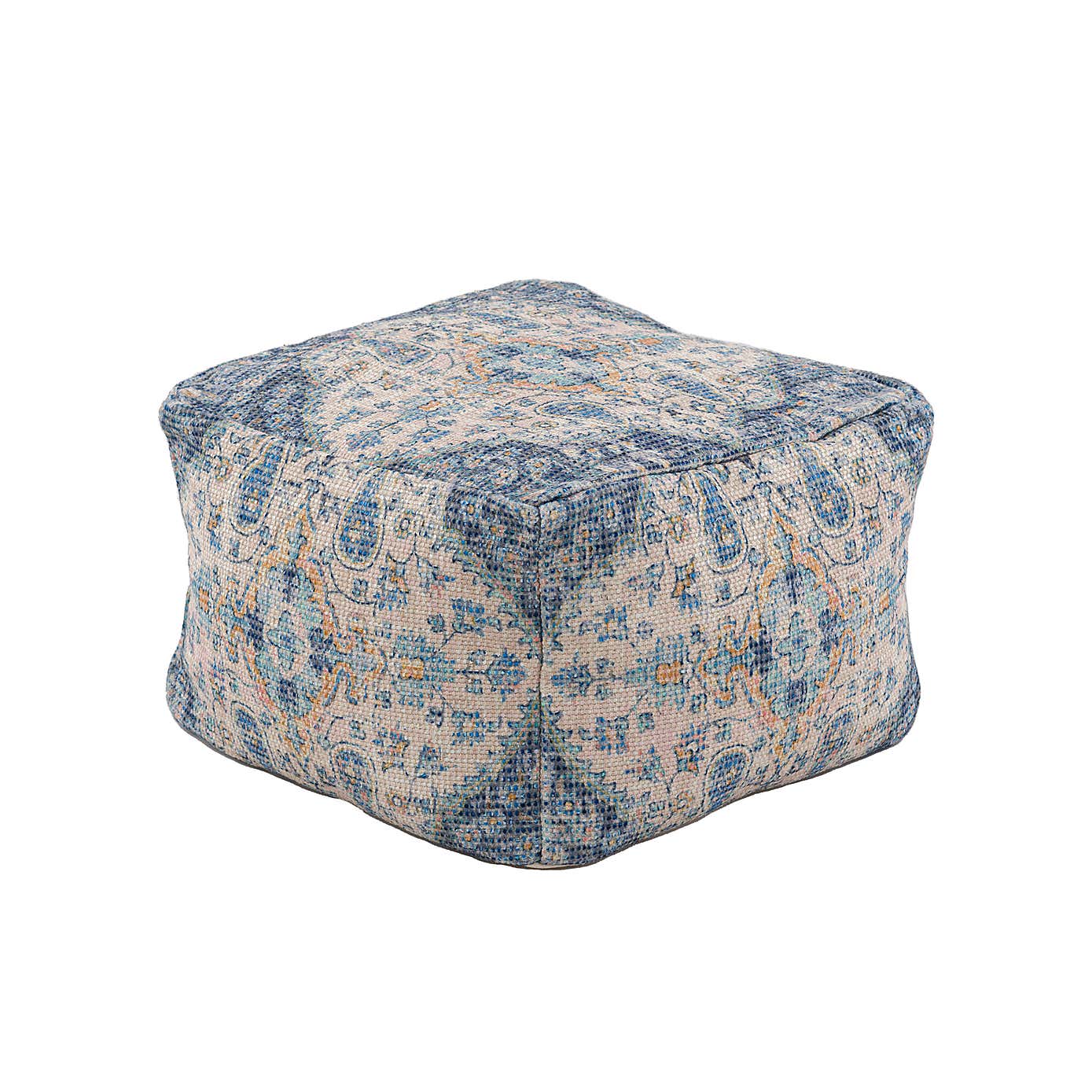 Printed Oriental Cube Pouffe