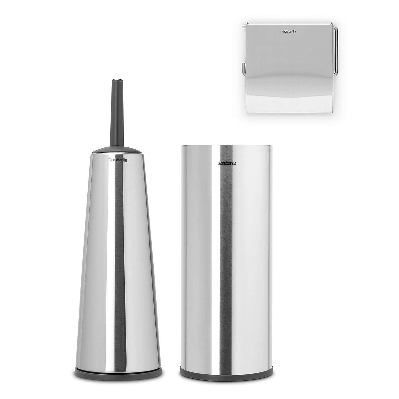 Brabantia Matt Steel Set of 3 Toilet Accessories