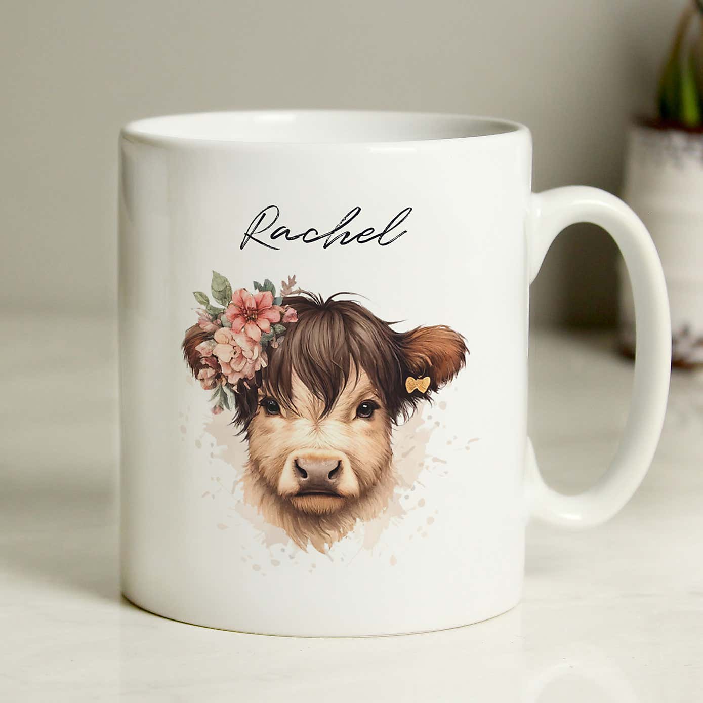 Personalised Girl Highland Cow Mug
