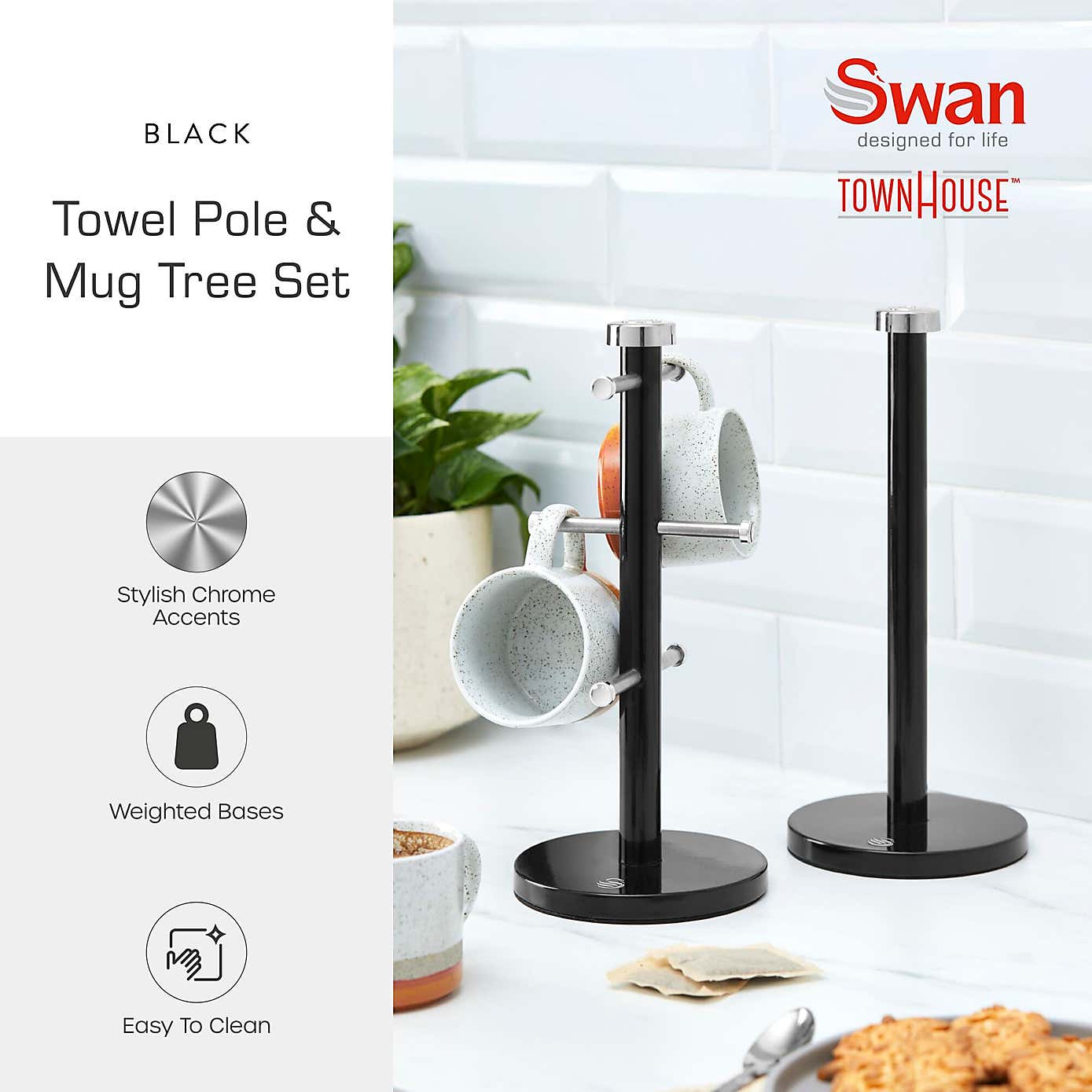 Swan Towel Pole and Mug Tree Set