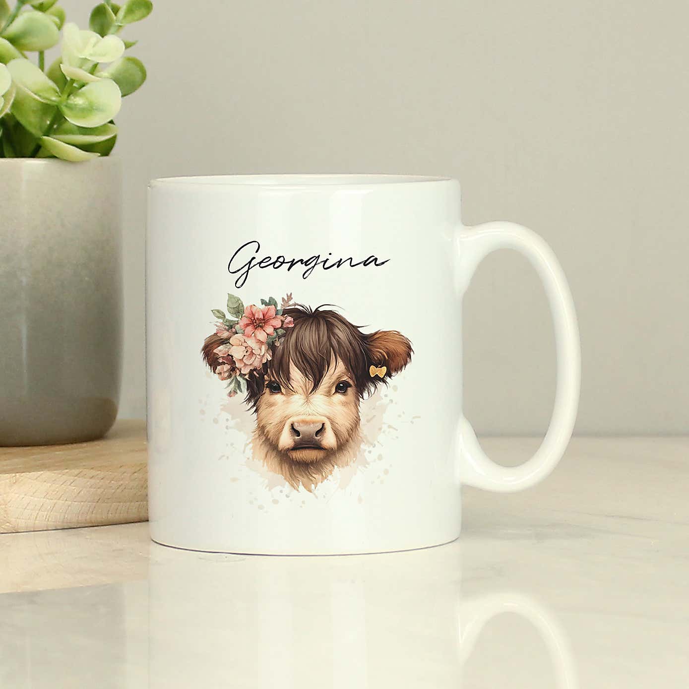Personalised Girl Highland Cow Mug