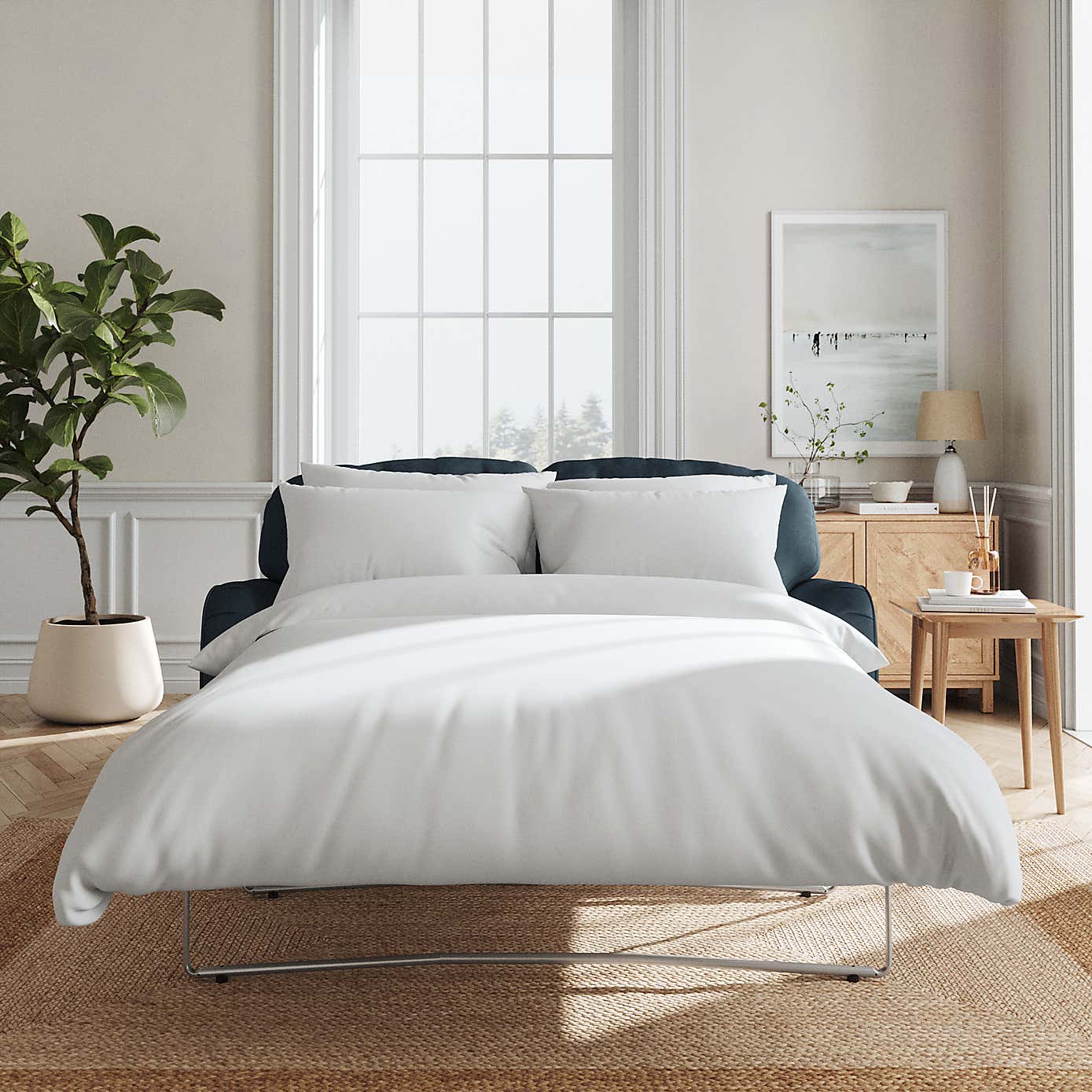 Martha Matte Plush Velvet 2 Seater Double Sofa Bed