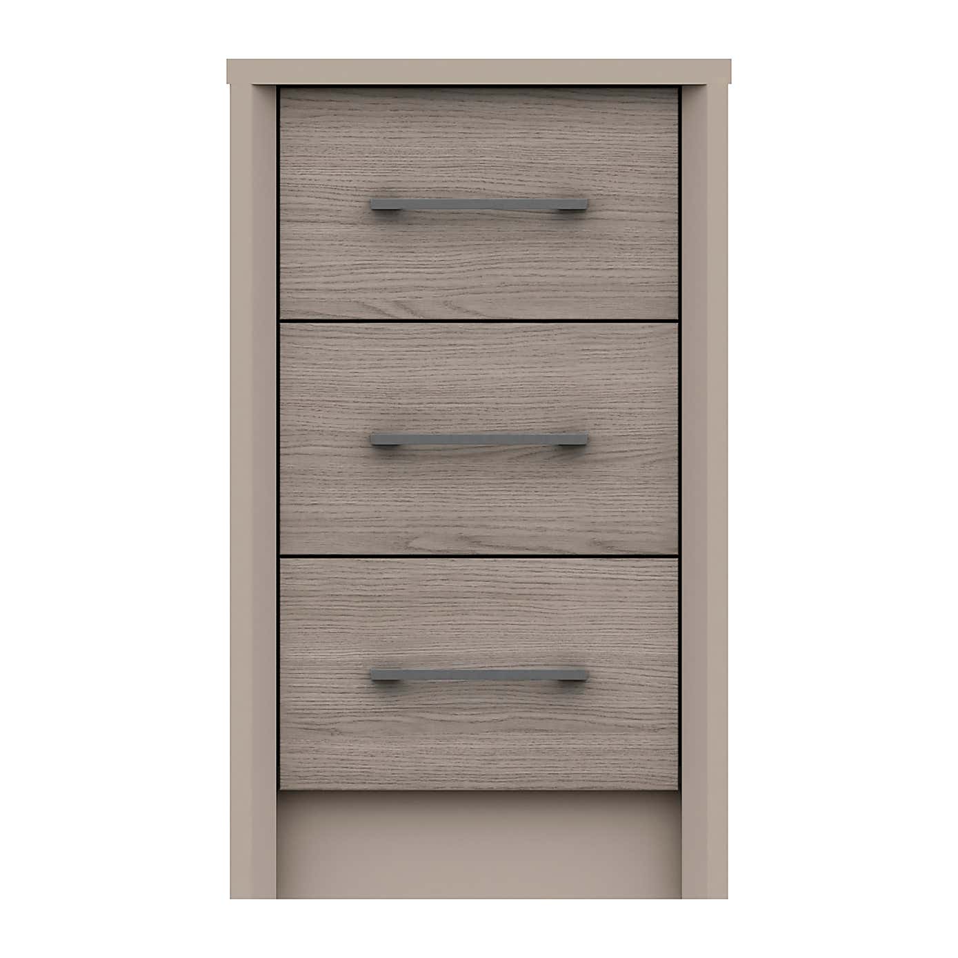 Dolan Grey Oak Effect 3 Drawer Bedside Table