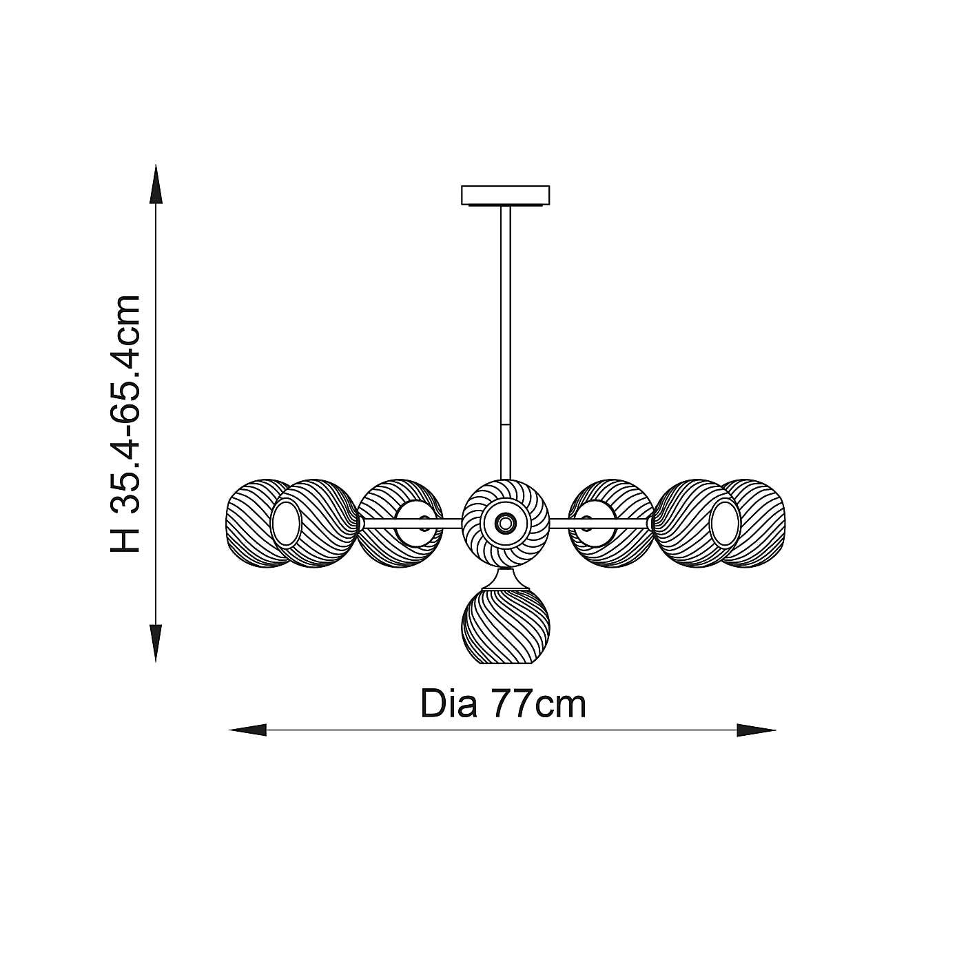 Vogue Asher Art Deco 8 Light Adjustable Ceiling Light