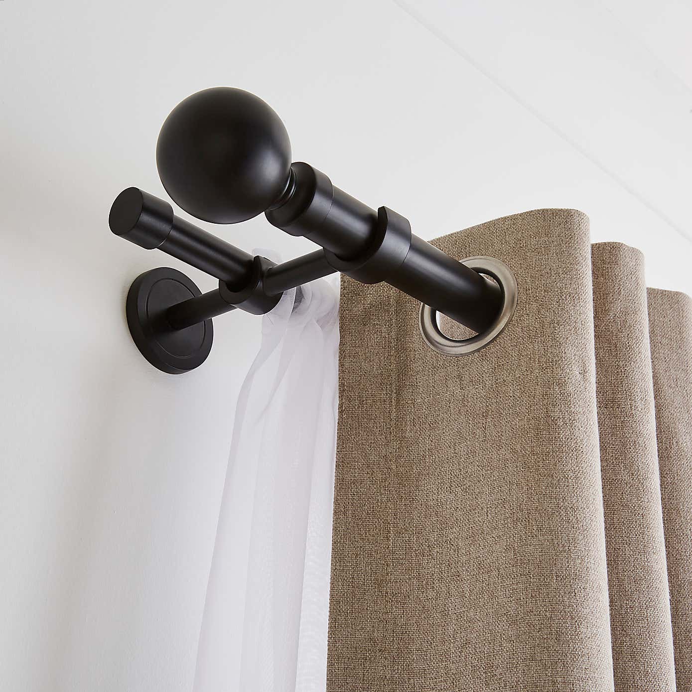 Ashton Double Layer Extendable Metal Curtain Pole