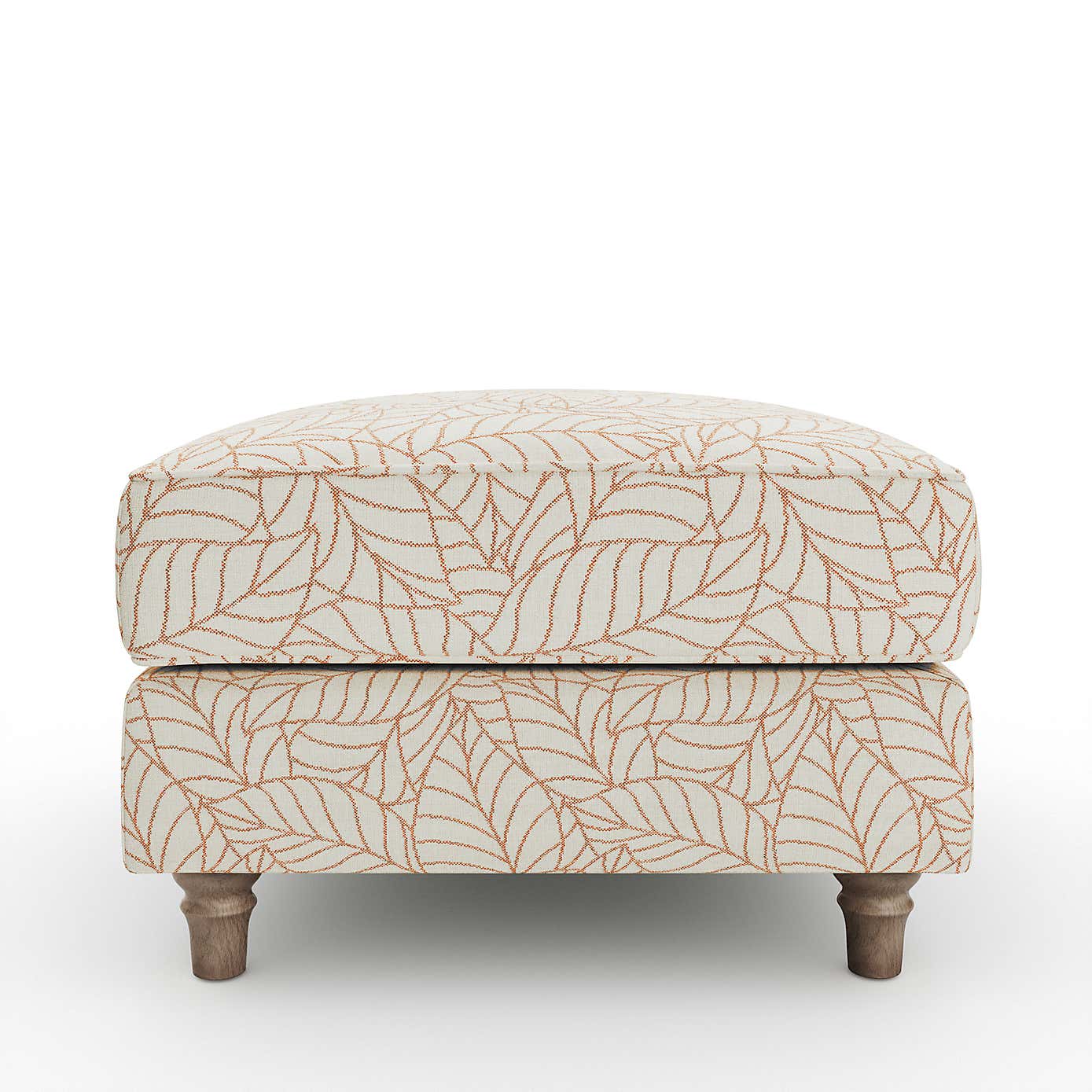 Flori Footstool, Leaf Print Fabric