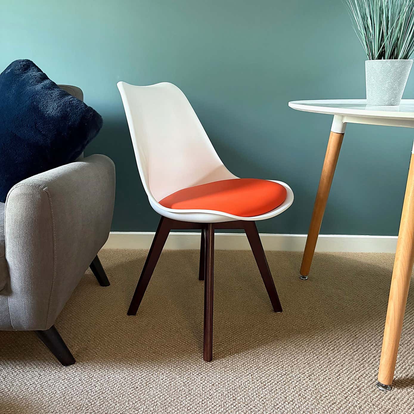 Fusion Living Soho White Plastic Dining Chair with Squared Legs