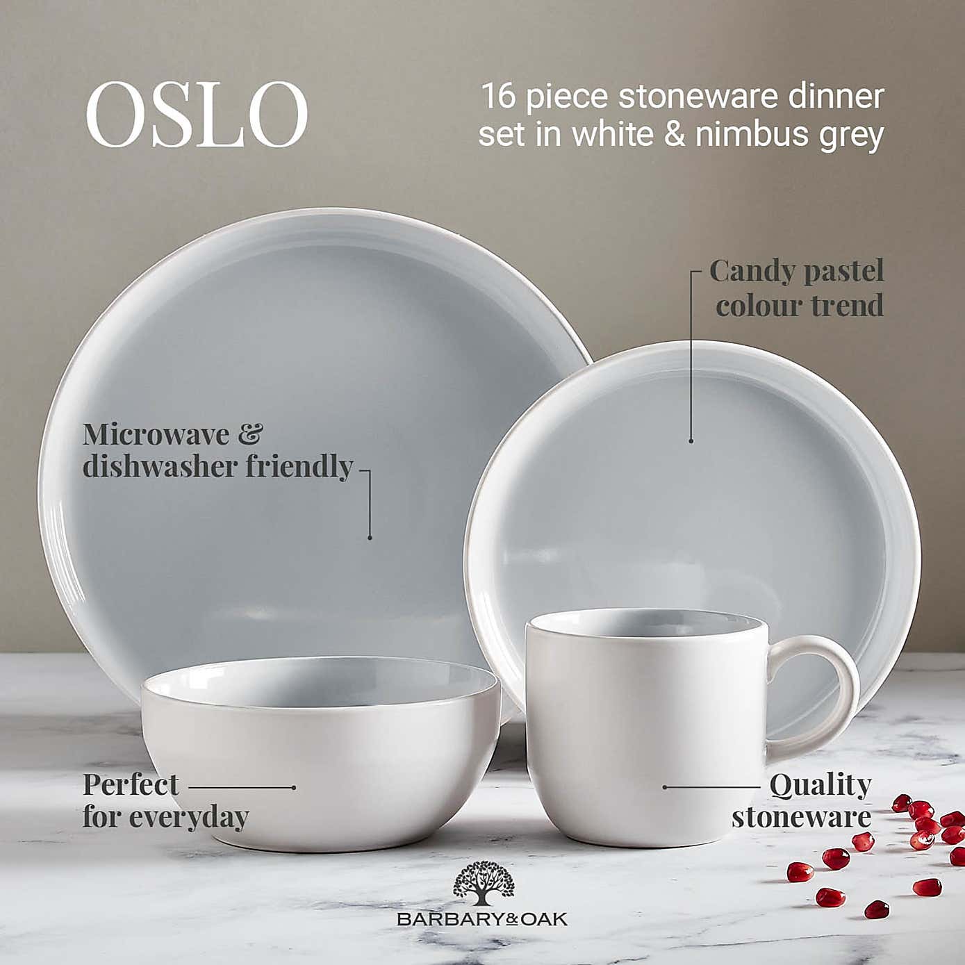 Barbary & Oak Oslo Stoneware 16 Piece Dinner Set