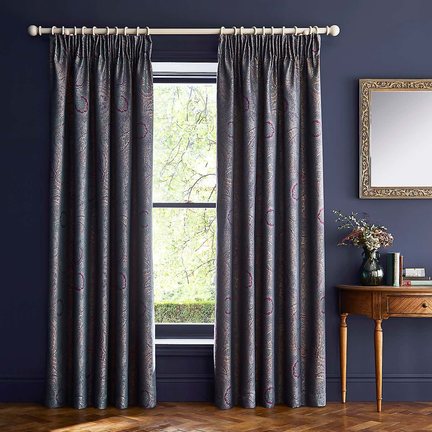 Dorma Paisley Jacquard Blackout Pencil Pleat Curtains
