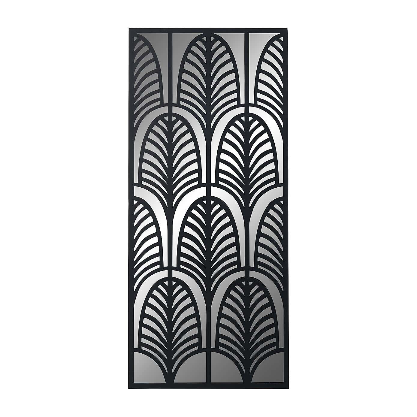 Rectangular Black Metal Mirrored Wall Art