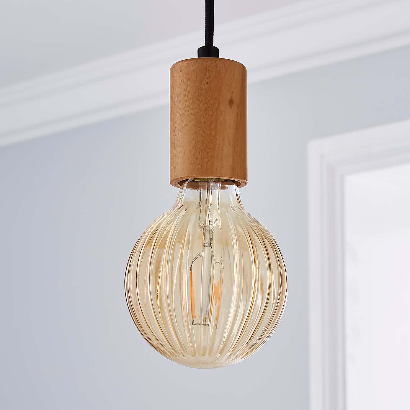 Bardot Ribbed Pumpkin Amber Glass Bulb