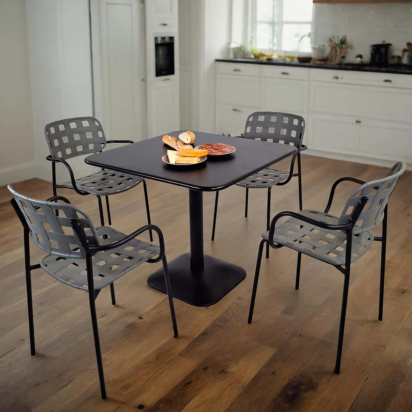Modura Albin Square Table with 4 Karin Armchairs