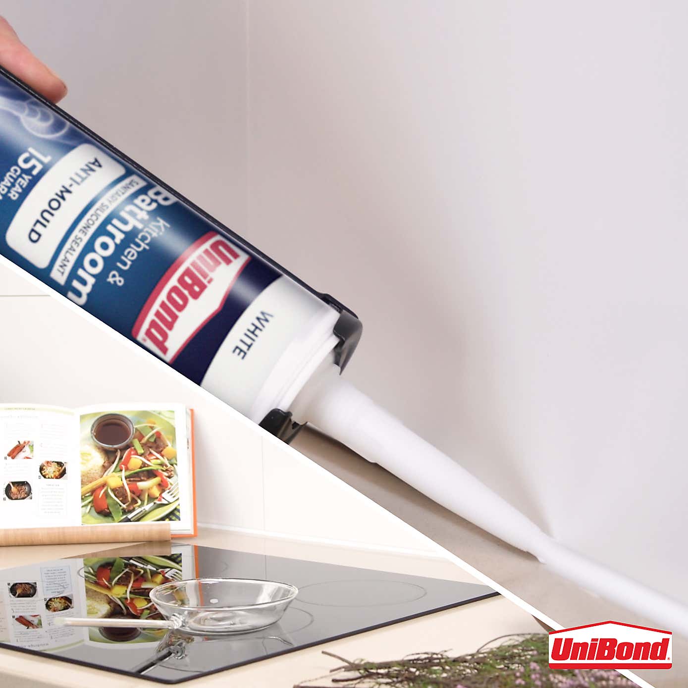 UniBond Anti Mould Kitchen and Bathroom Silicone Sealant 274g