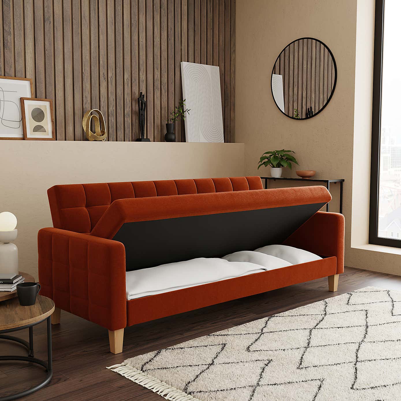 Harlow Velvet Storage Double Sofa Bed