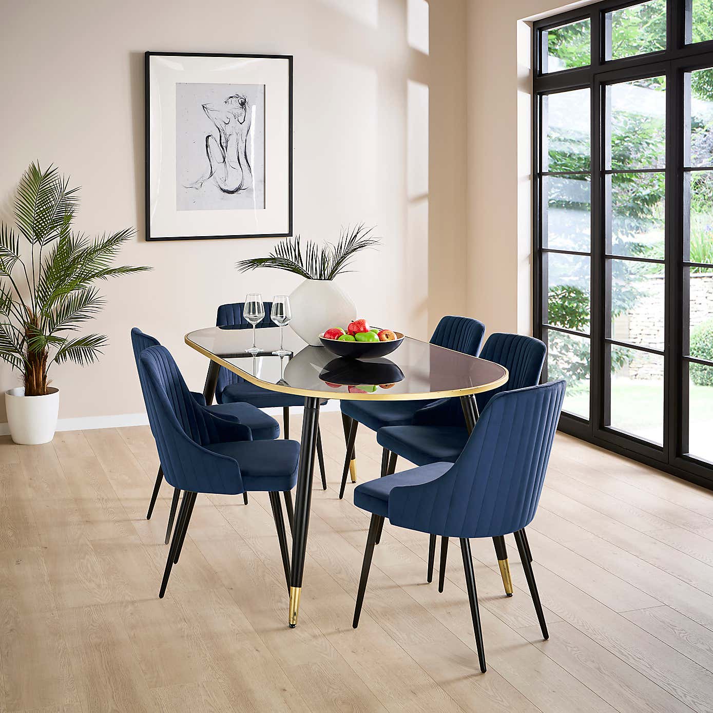 Shea Set of 2 Dining Chairs, Velvet