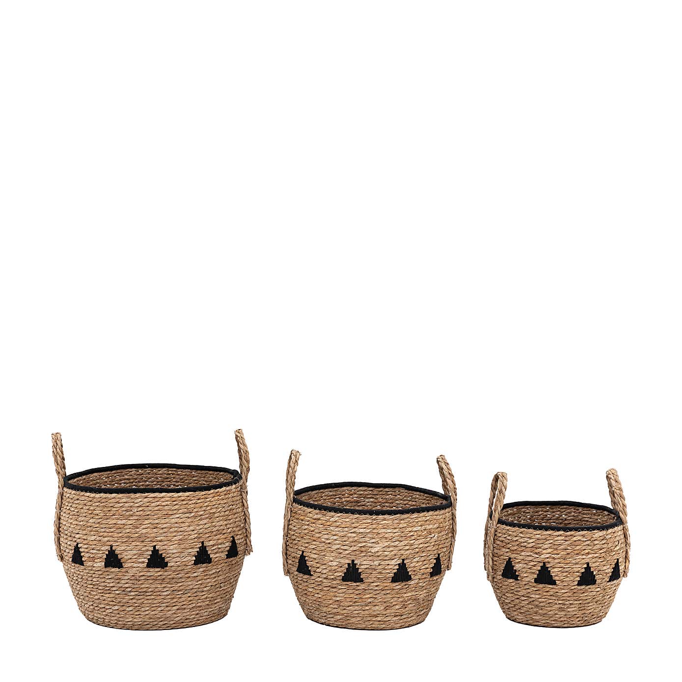 Set of 3 Hima Natural and Black Storage Baskets