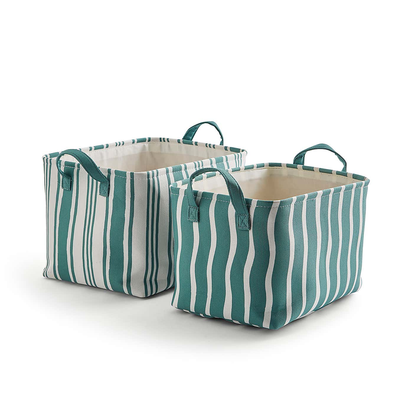 Set of 2 Coastal Stripe Rectangular Storage Boxes