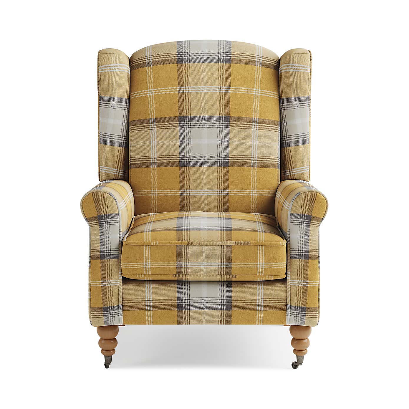 Oswald Grande Check Wingback Armchair