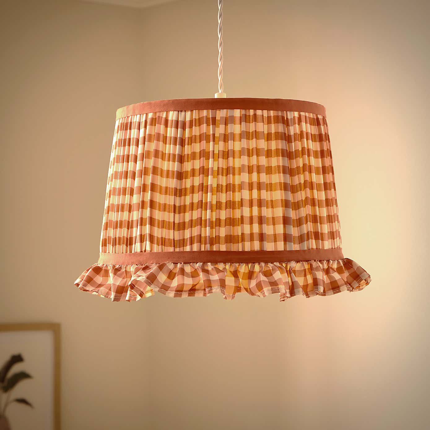 Carys Frilled Gingham Drum Lamp Shade