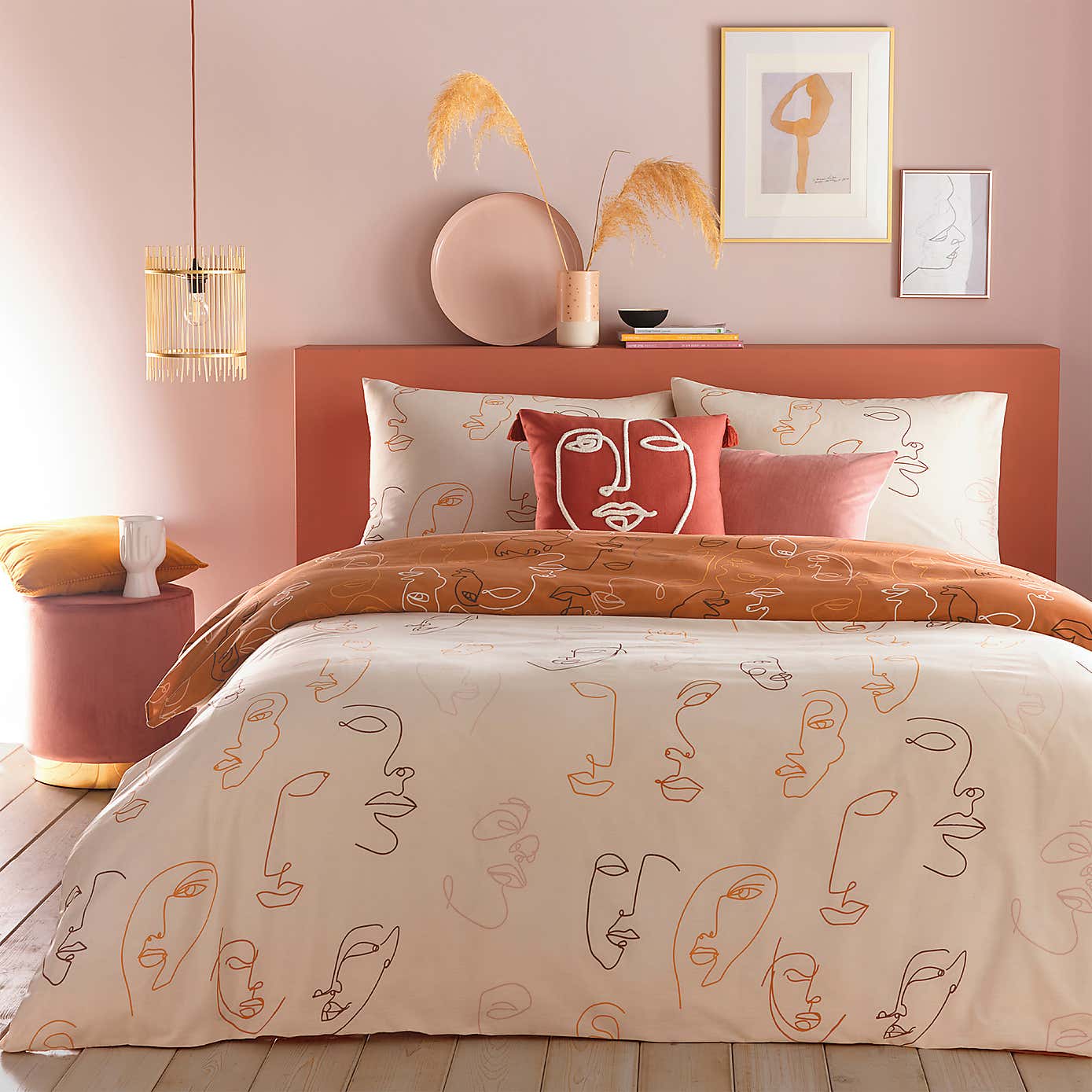 Kindred Apricot Reversible Duvet Cover and Pillowcase Set