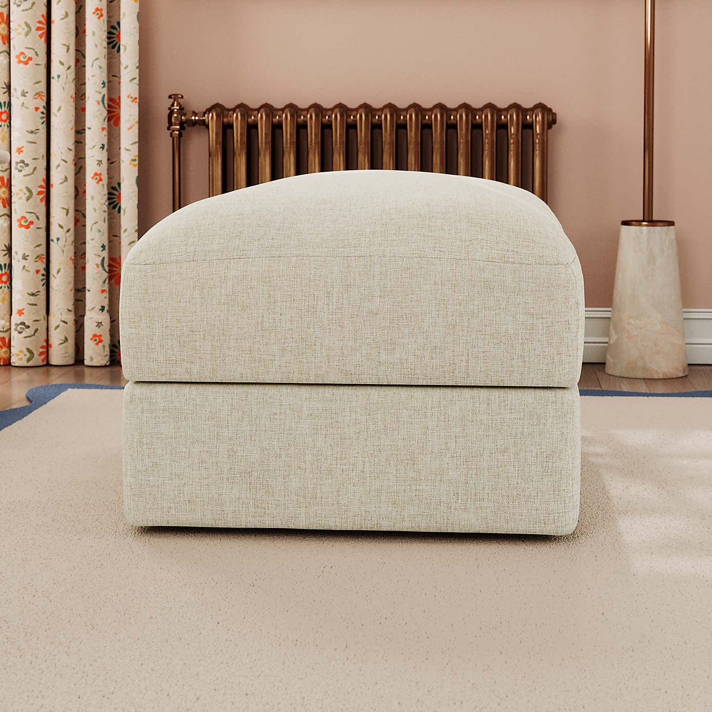 Hattie Slub Faux Linen Storage Footstool