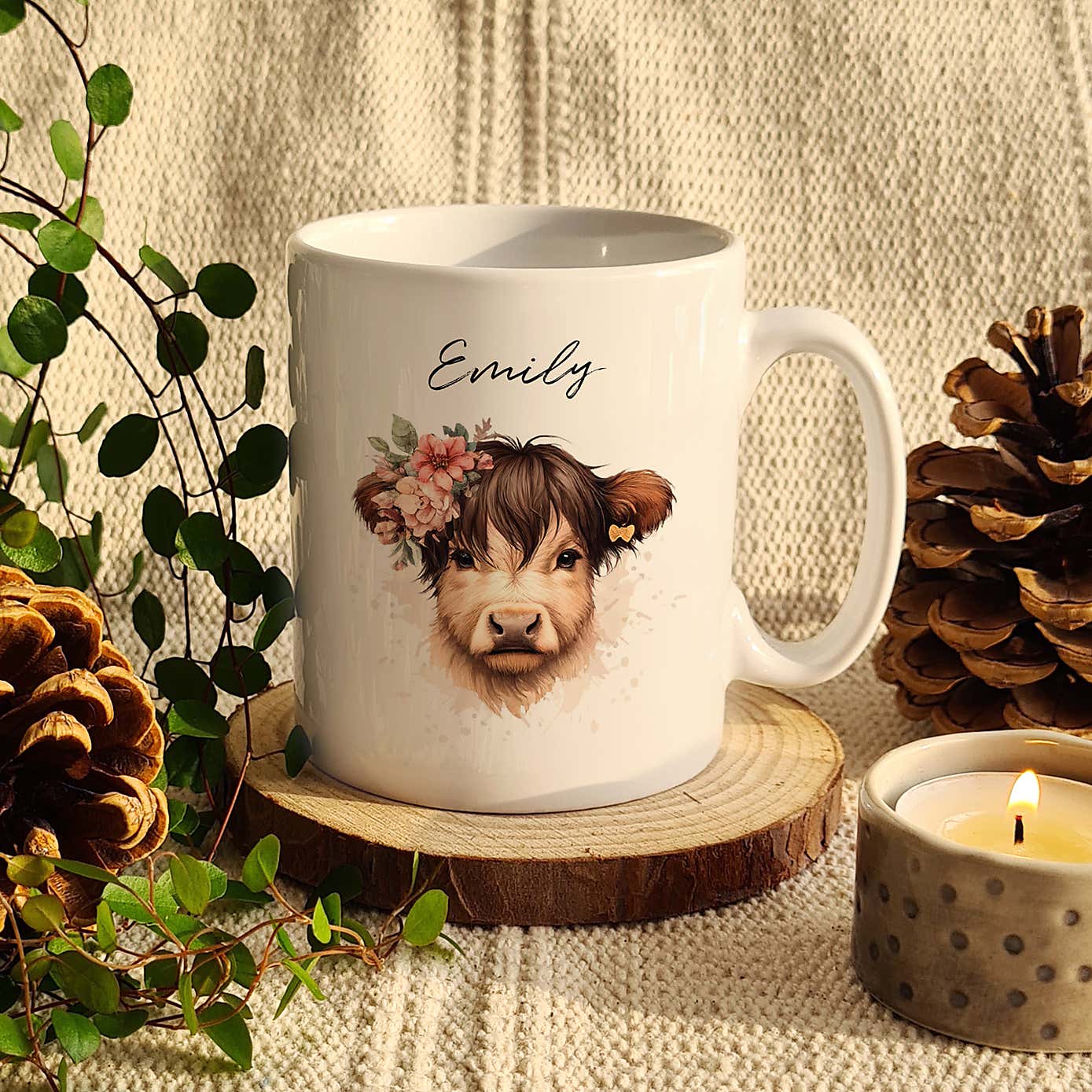 Personalised Girl Highland Cow Mug