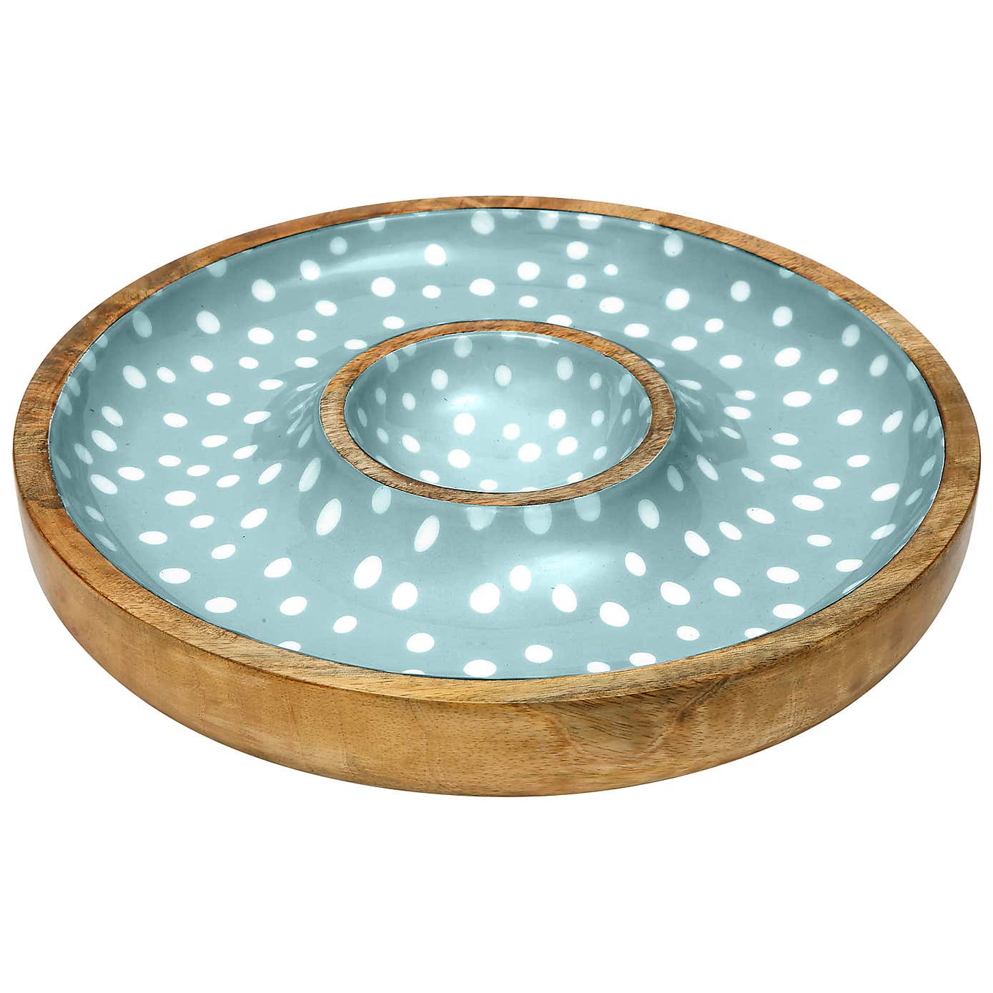 Dexam Sintra Mango Wood Spotted Chip and Dip Bowl