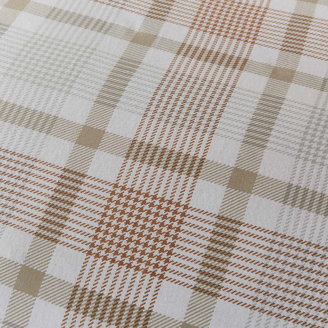 Grey Natural Check Brushed Cotton Duvet Cover and Pillowcase Set