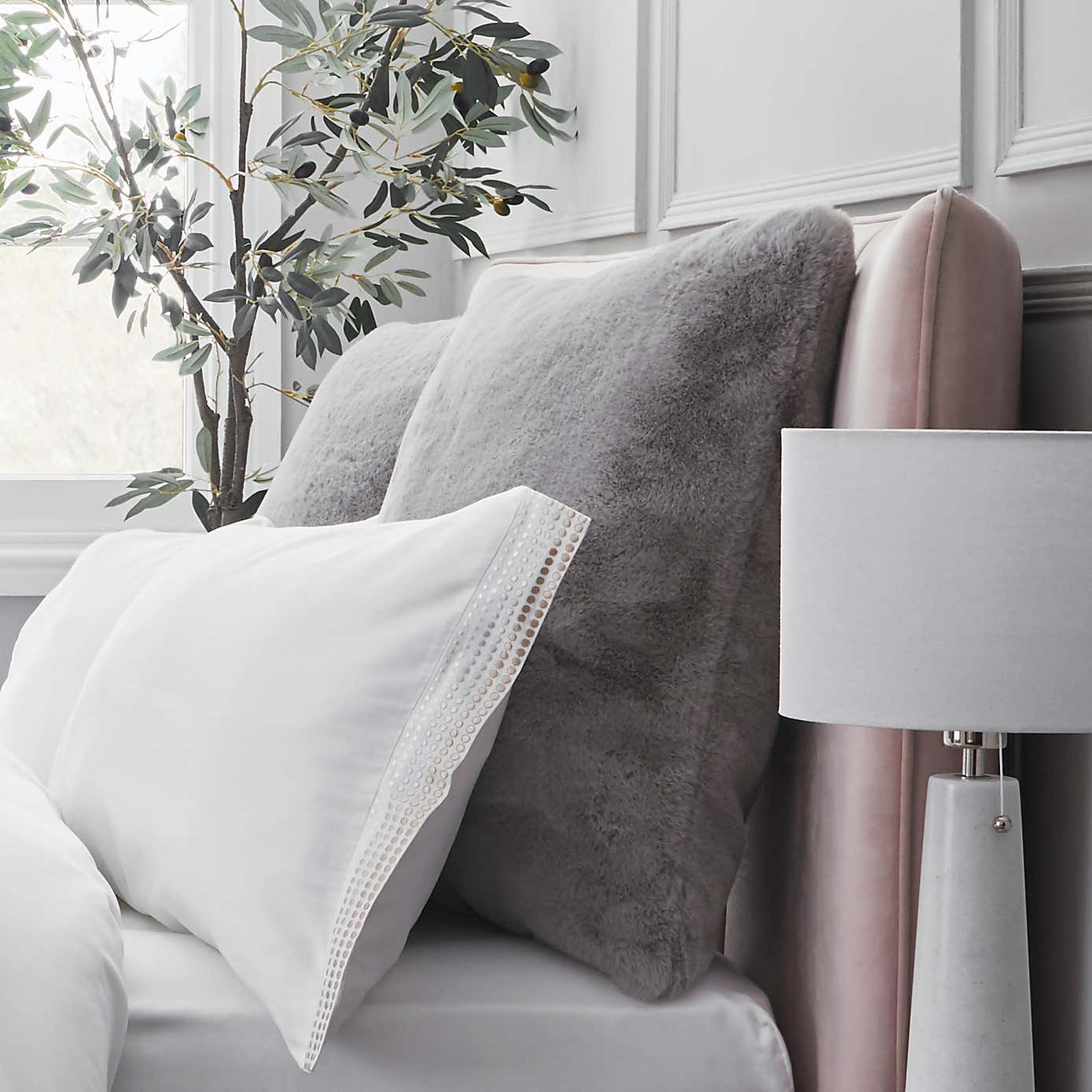 Dorma Purity Faux Fur Grey Continental Cushion