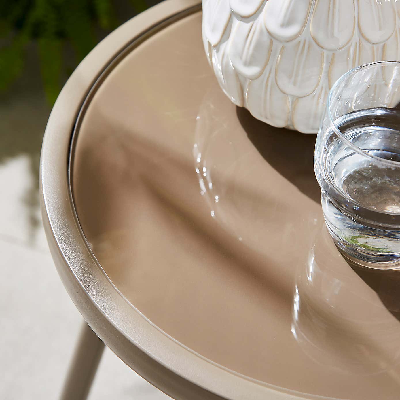 Small Taupe Glass Bistro Table