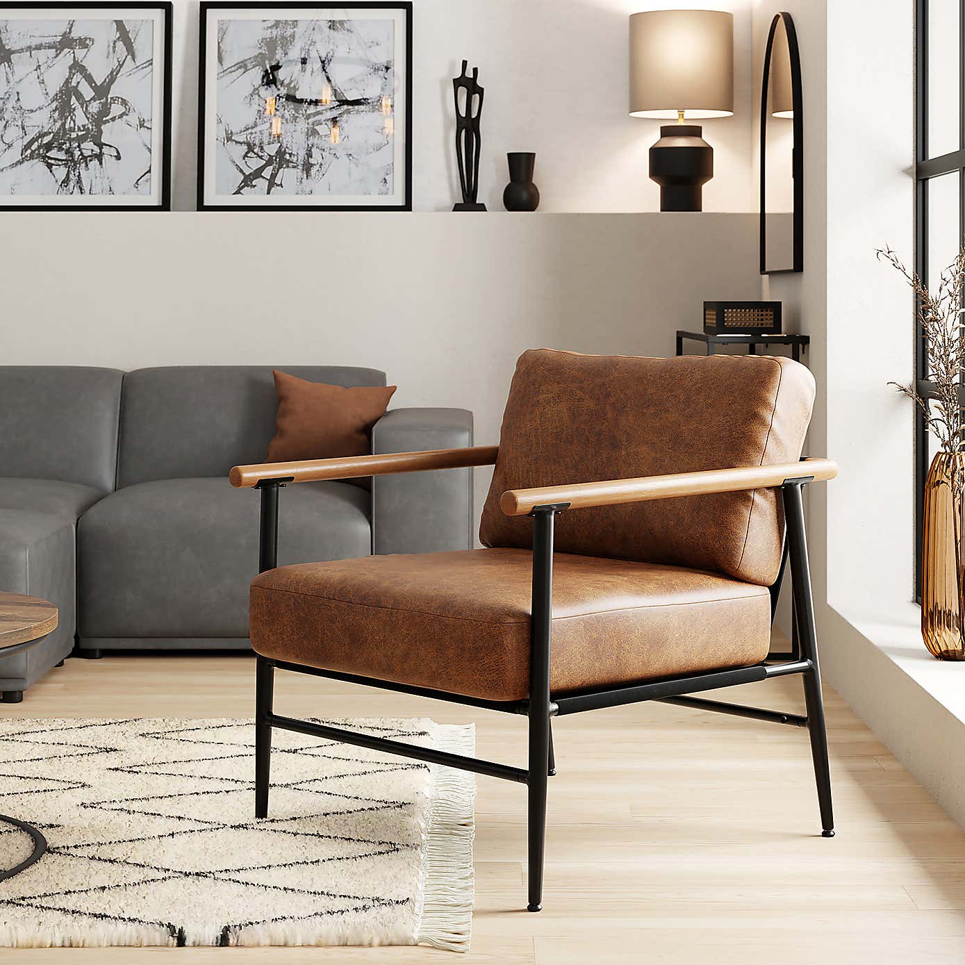 Arbour Faux Leather Industrial Accent Chair