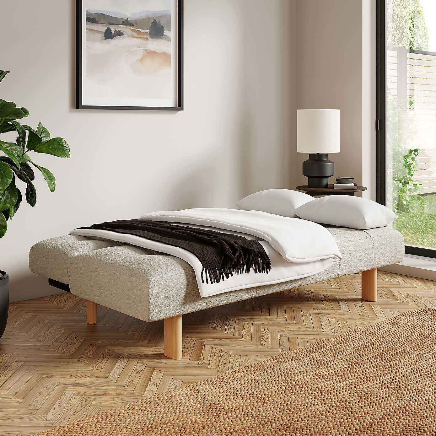 Lottie Boucle Two Tone Clic Clac Double Sofa Bed