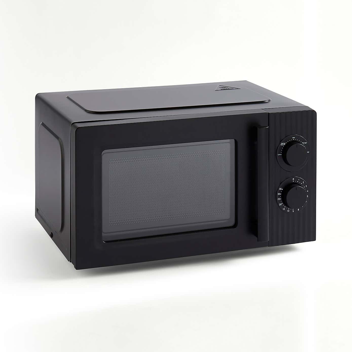 Black Ribbed 20L 700W Microwave