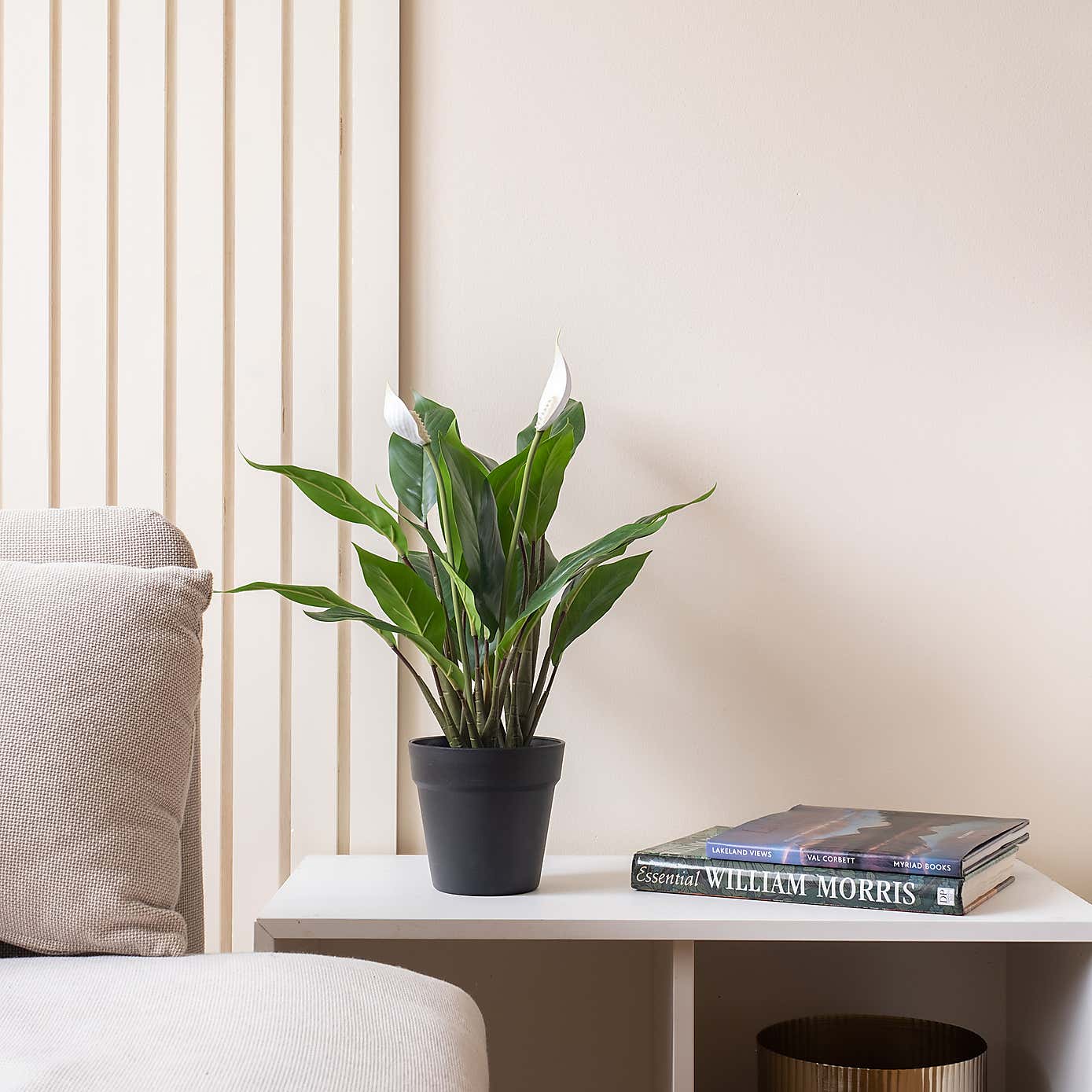 Artificial Peace Lily Plant in Black Plant Pot