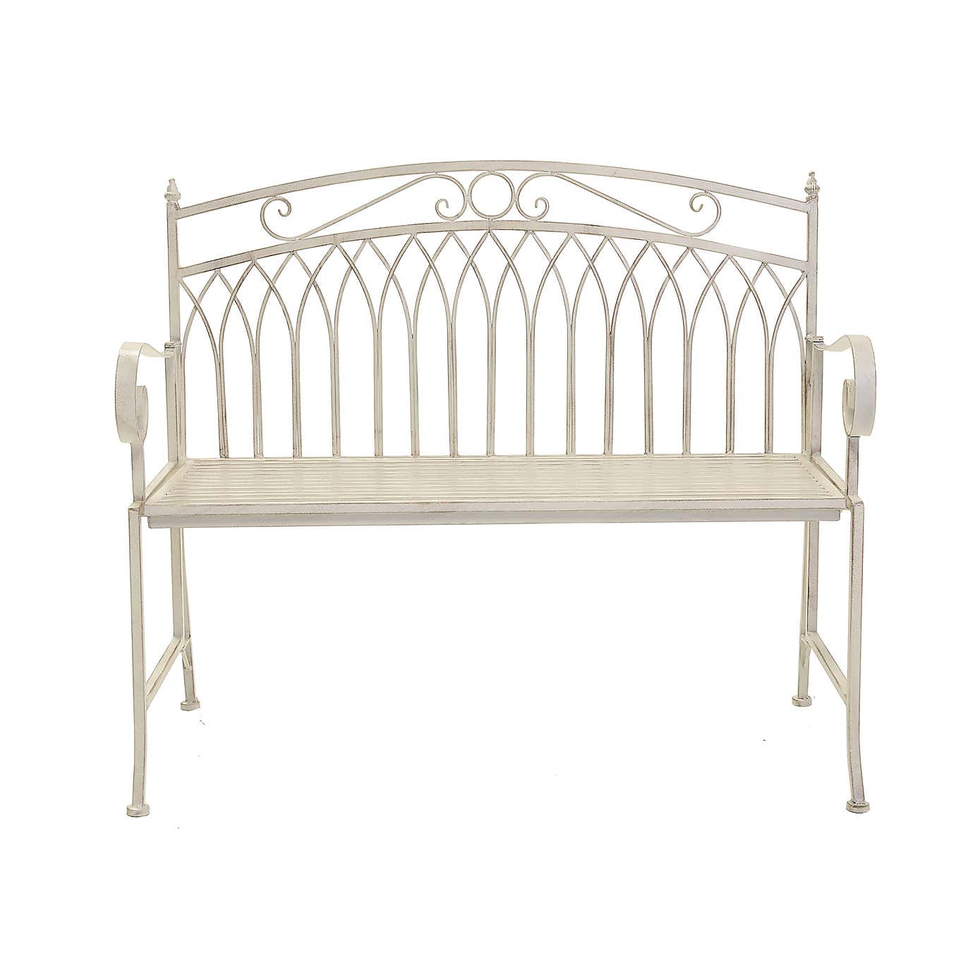 Charles Bentley Wrought Iron White Bench