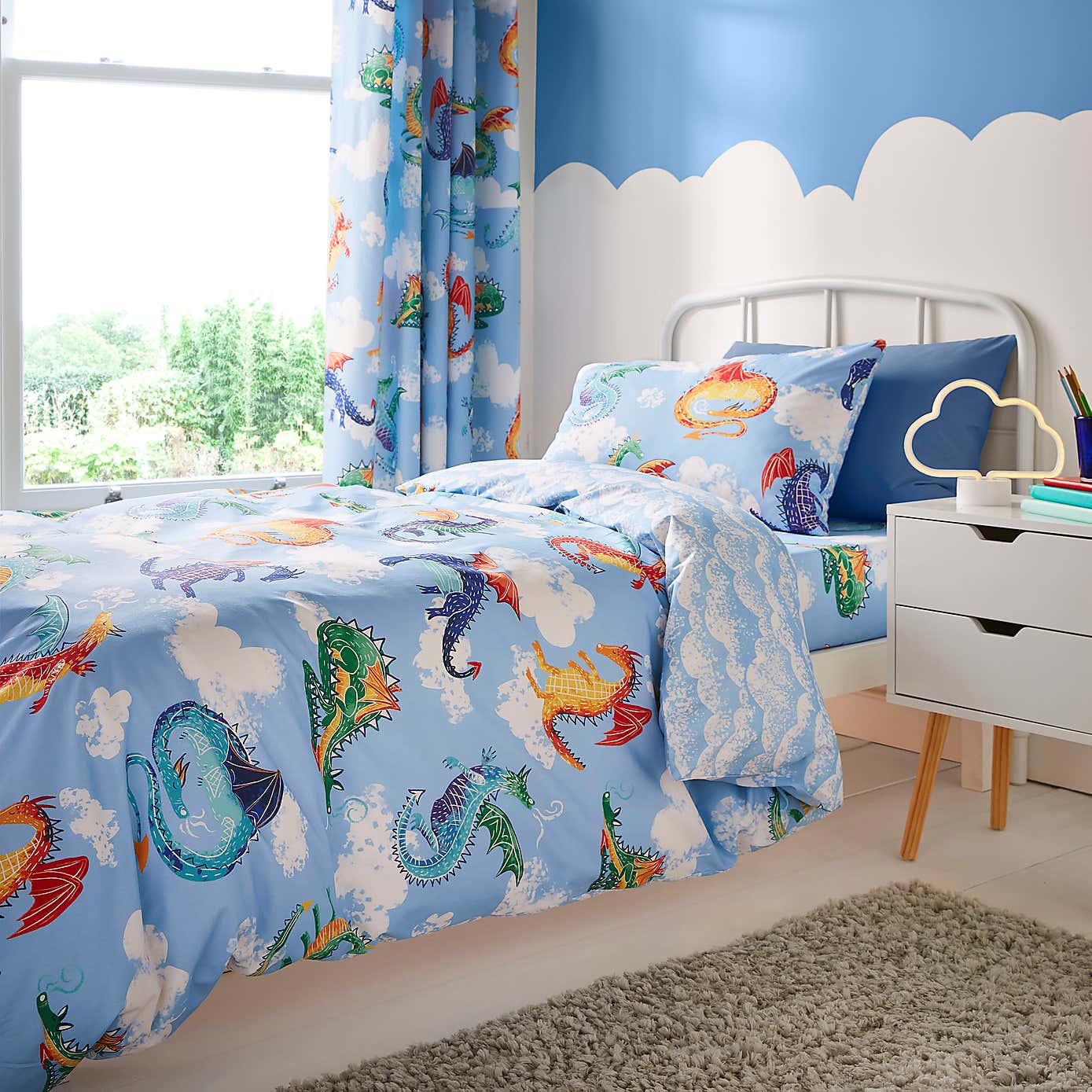 Dragons 100% Cotton Reversible Duvet Cover and Pillowcase Set