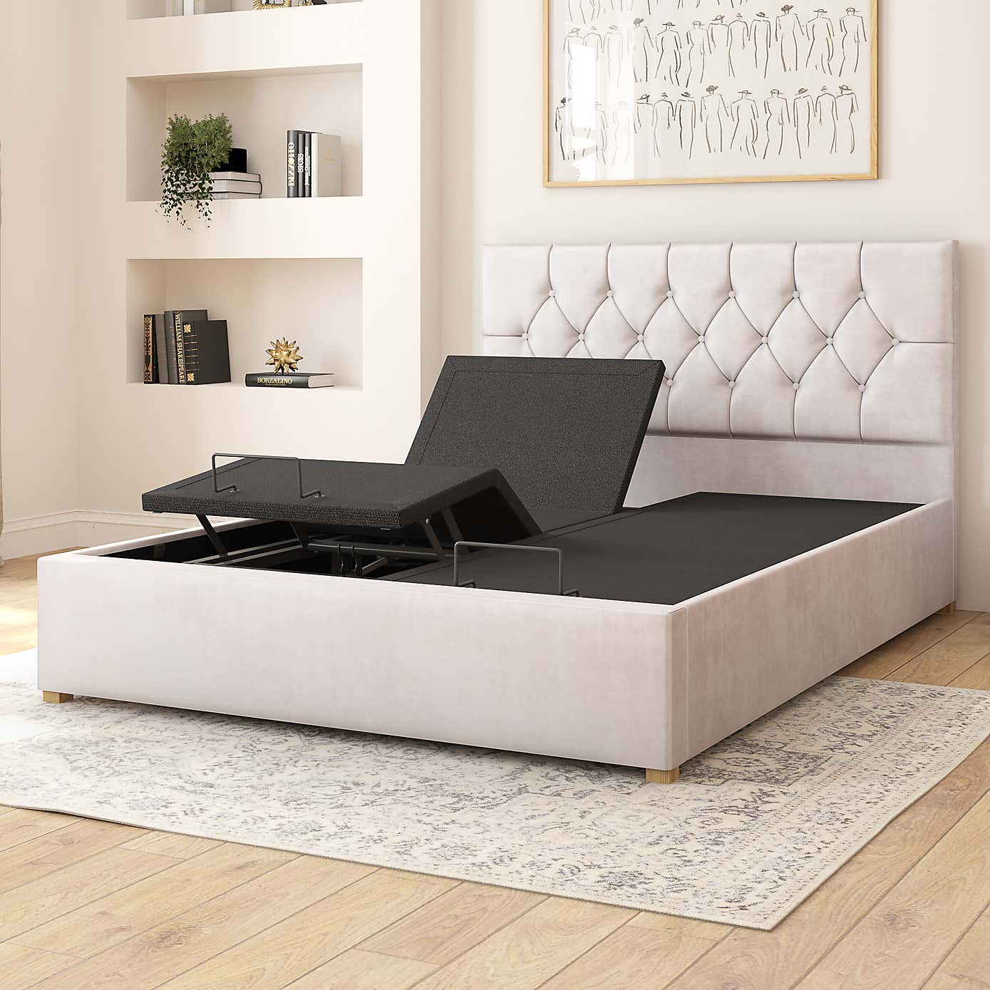 Olivier Plush Velvet Adjustable Bed