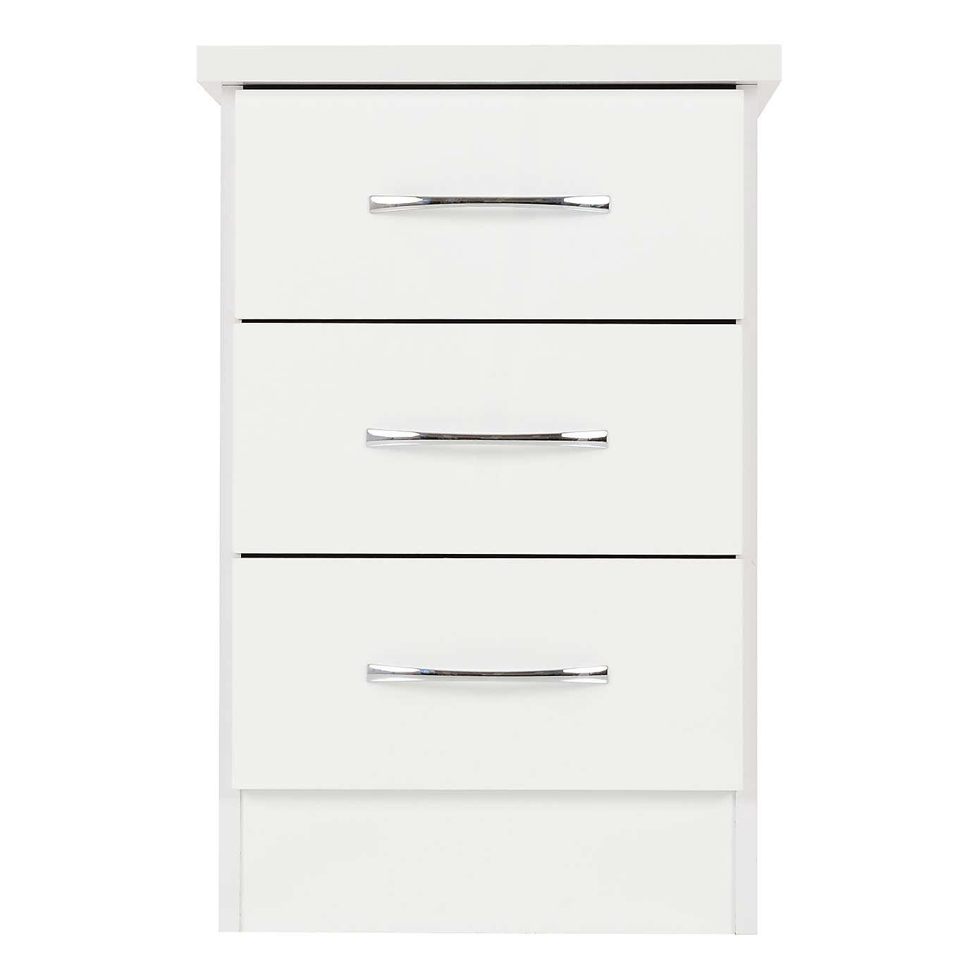 Nevada 3 Drawer Bedside Table