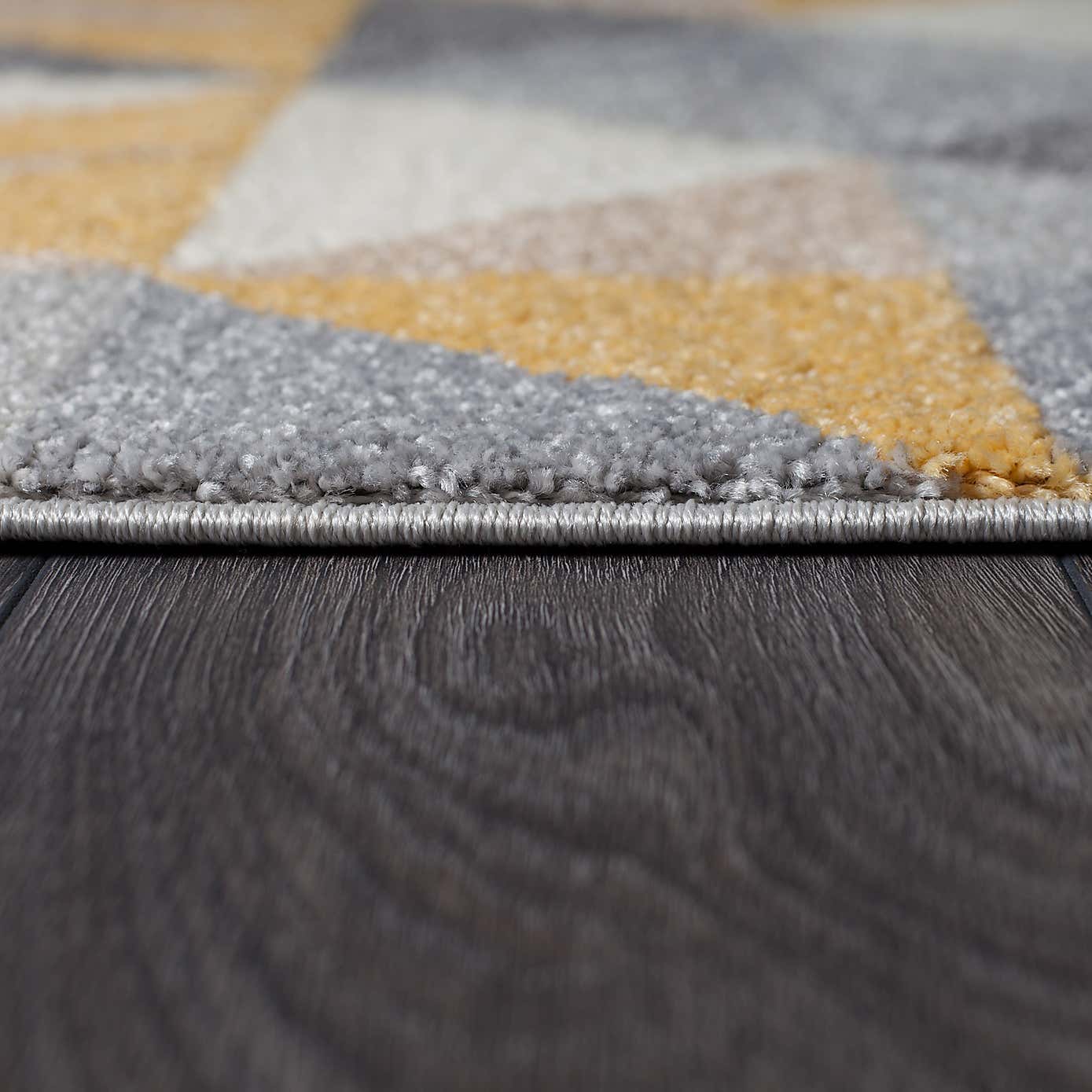 Ochre Geometric Squares Rug