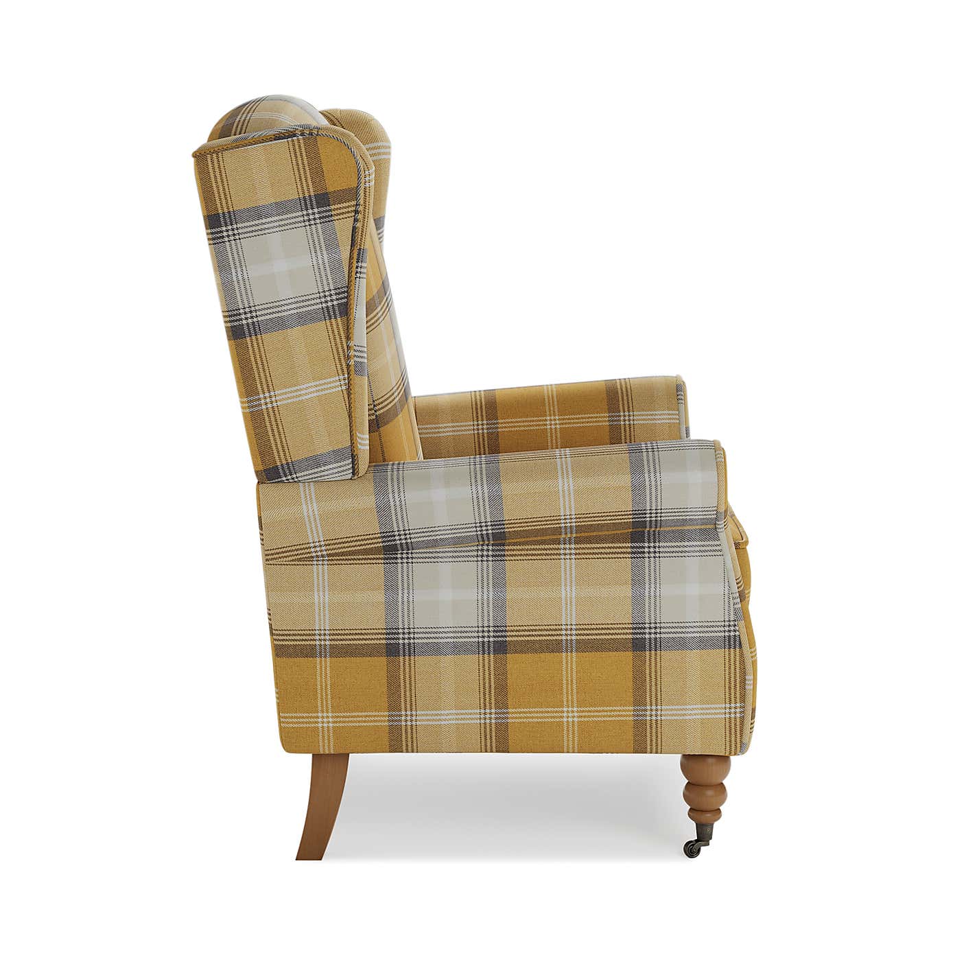 Oswald Grande Check Wingback Armchair