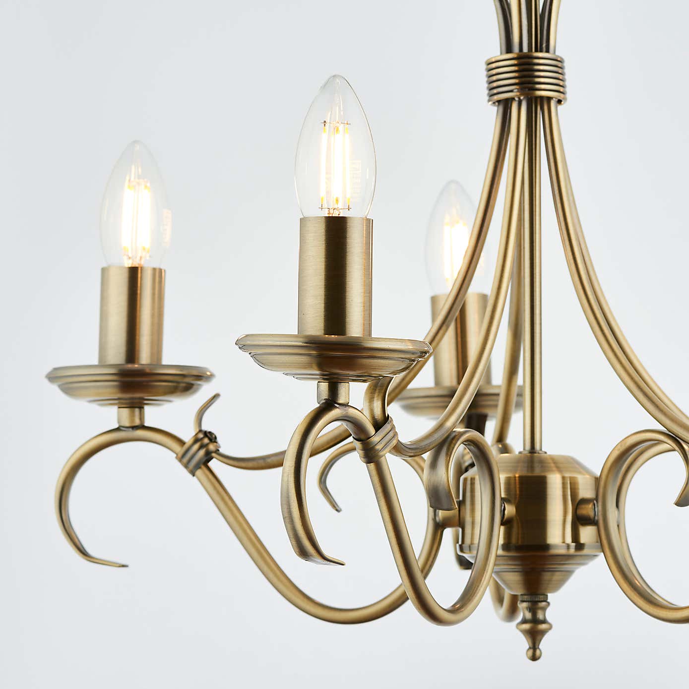 Vogue Bernice 5 Light Candelabra Ceiling Fitting Antique Brass