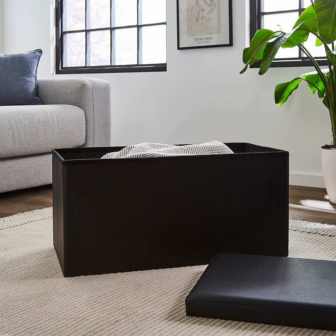 Foldable Black Ottoman