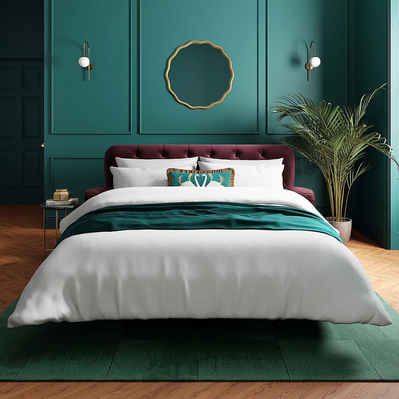 Beatrice Velvet Buttoned 3 Seater Double Sofa Bed